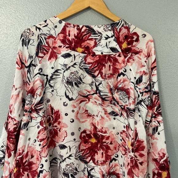 Soft Surroundings Womens Sz Small Floral Print Boho Blouse 3/4 Sleeve - Picture 8 of 10